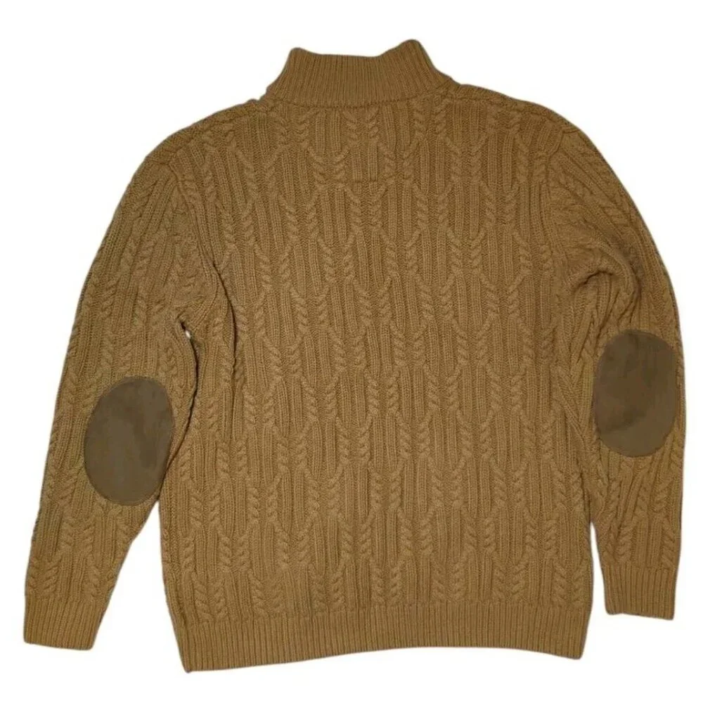 Cabela's Mens‎ XL Cable Fisherman Knit Sweater Toggle Buttons Elbow Patchs Heavy